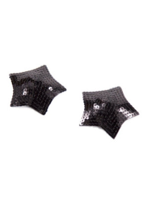Paire de cache tétons adhésifs étoile pailletée sequin noir - NP-2024